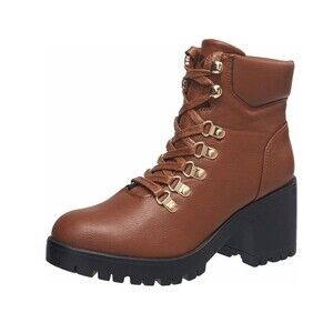 C&C California Womens 11 M Cognac Brown Lace Up Lug Sole Booties NIB HC9